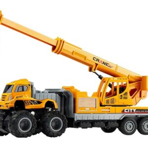 FunBlast Friction Powered Crane Toy Truck – 1:43 Scaled Model Metal Engine Truck Toys, Vehicle for Kids with Rotating Boom & Hook, Engineering Toy for Boys (Multicolor)